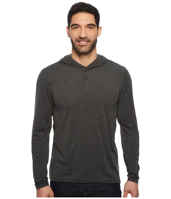 Columbia Whiskey Point Hooded Shirt (shark Heather) Men's Long Sleeve Pullover