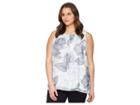 Vince Camuto Specialty Size Plus Size Sleeveless Etched Island Floral Blouse (ultra White) Women's Blouse