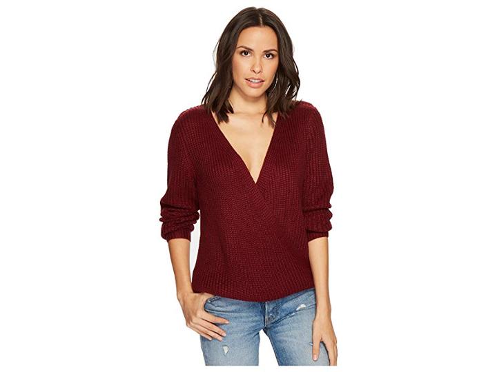 Minkpink Carmen Wrap Front Sweater (wine) Women's Sweater