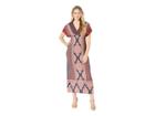 London Times Dolman Sleeve Warp Top Maxi Dress (navy/coral) Women's Dress