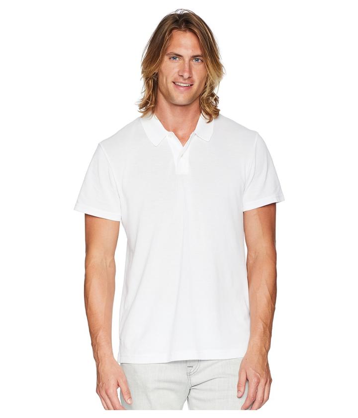 7 For All Mankind Short Sleeve Pique Polo (optic White) Men's Short Sleeve Pullover