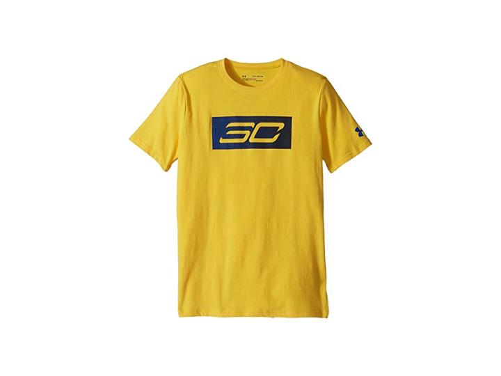 Under Armour Kids Steph Curry 30 Logo Short Sleeve Tee (big Kids) (maize/black/royal) Boy's T Shirt