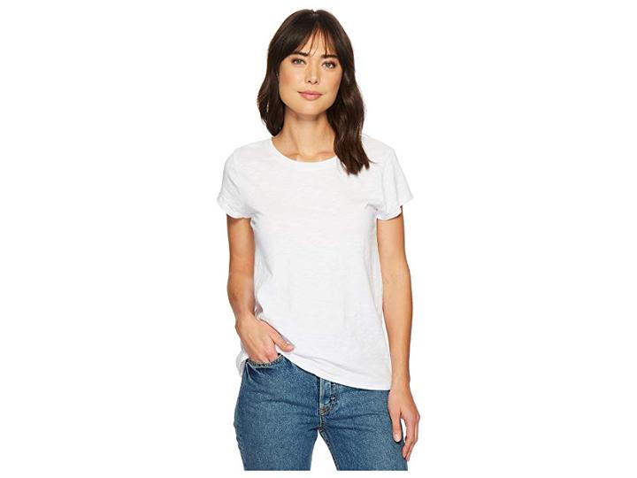 Dylan By True Grit Luxe Cotton Slub Short Sleeve Crew Tee With Back Detail Seam Stitch (white) Women's T Shirt