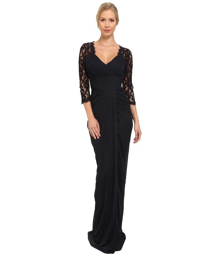 Adrianna Papell Lace Raglan Gown (ink) Women's Dress