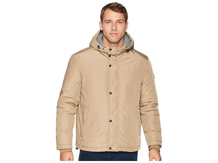 Cole Haan Oxford Rain Zip Front Jacket (khaki) Men's Coat