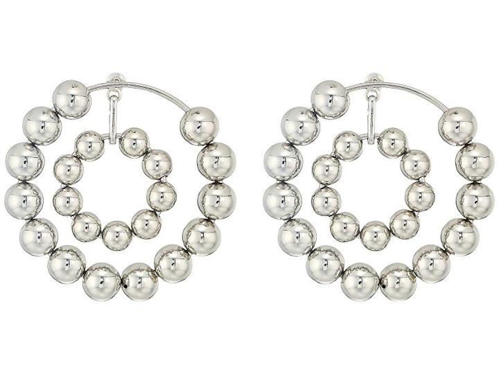 Steve Madden Multi Beaded Double Hoop Post Earrings (silver) Earring