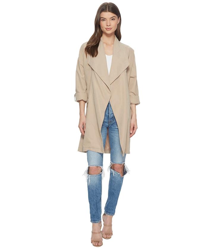 Jack By Bb Dakota Abreila Drape Front Coat (khaki) Women's Coat