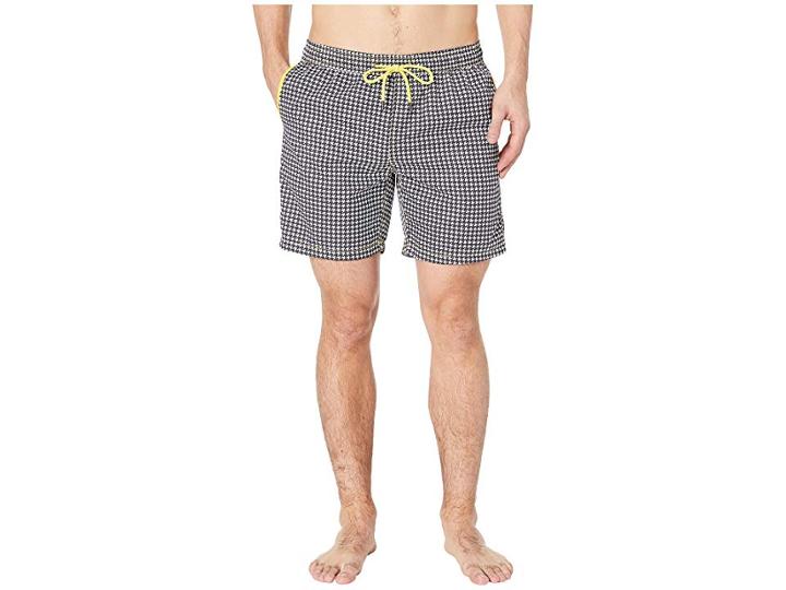 Mr. Swim Houndstooth Printed Swim Trunks (black) Men's Swimwear