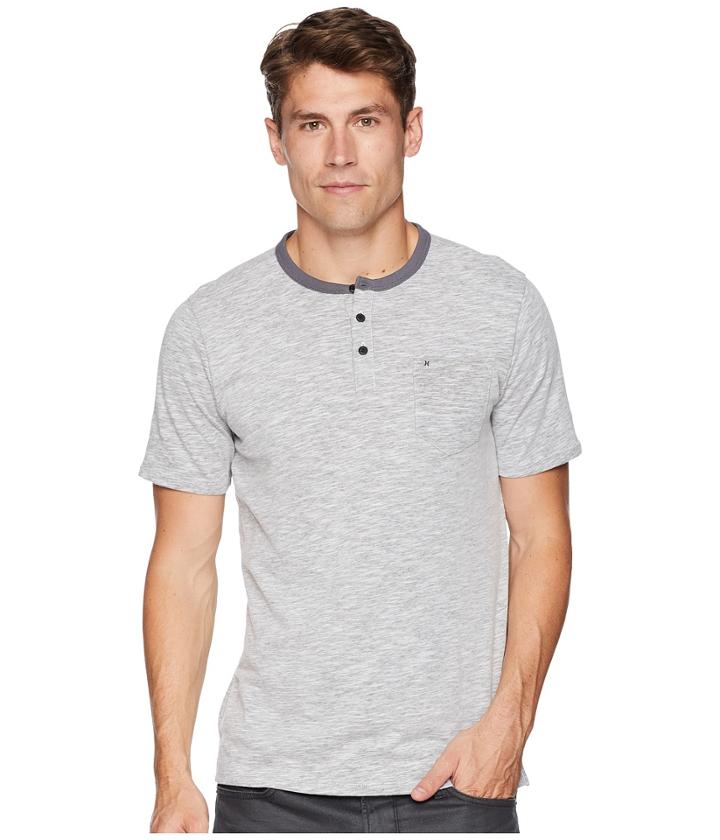 Hurley Dri-fit Lagos Henley (dark Grey Heather) Men's Clothing