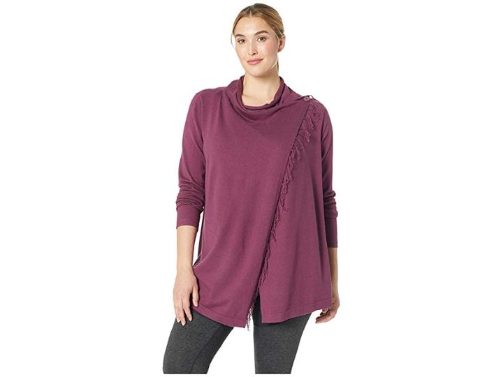 Aventura Clothing Plus Size Anya Wrap Cardi (prune) Women's Sweater