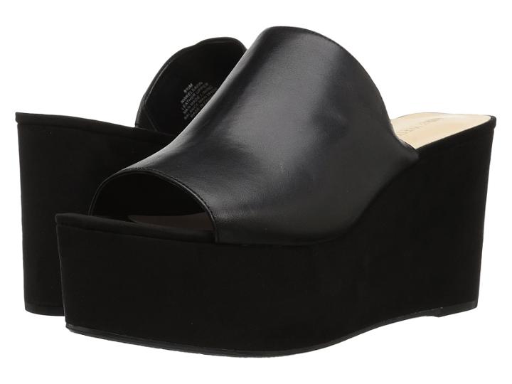 Nine West Kelsawn Platform Wedge Slide Sandal (black Semal Soft Crust) Women's Wedge Shoes