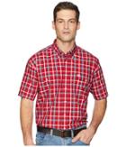 Cinch Short Sleeve Plain Weave Plaid Double Pocket (red) Men's Clothing