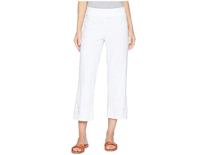Mod-o-doc Heavier Slub Jersey Crochet Lace Cropped Pants (white) Women's Casual Pants