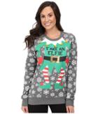 P.j. Salvage Take An Elfie Holiday Sweatshirt (heather Grey) Women's Pajama