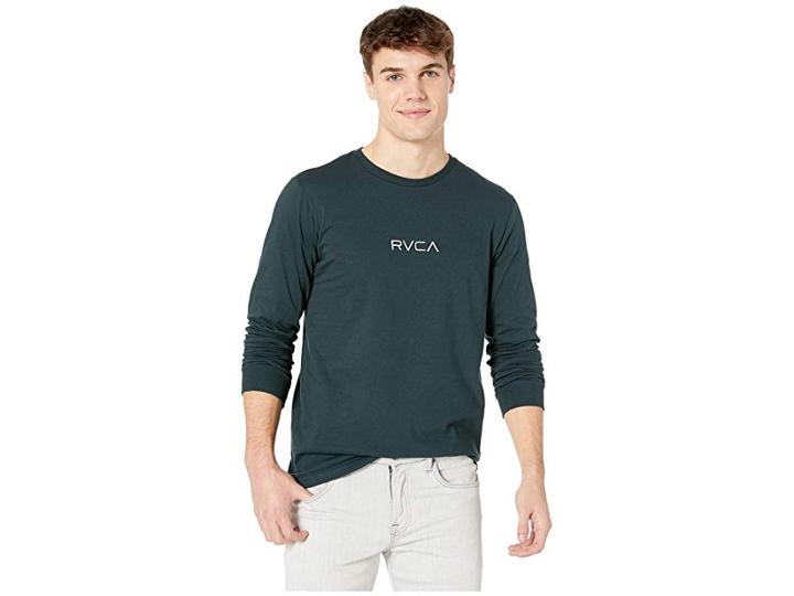 Rvca Small Rvca Long Sleeve (dark Forest) Men's Clothing