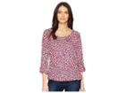 Michael Michael Kors Collage Floral Peasant Top (true Navy/bright Blush) Women's Clothing