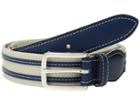 Allen Edmonds Canvas Ave (stone Canvas/navy Leather Stripes) Men's Belts