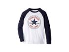 Converse Kids Chuck Patch Long Sleeve Raglan (big Kids) (white) Boy's Clothing