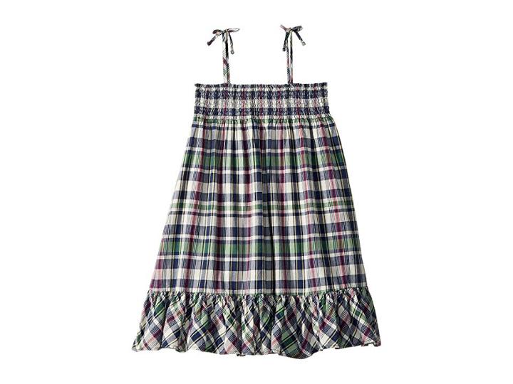Polo Ralph Lauren Kids Cotton Madras Dress (little Kids) (cream/navy) Girl's Dress
