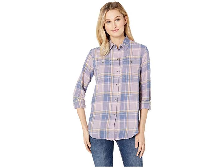 Chaps Yarn-dye Twill Long Sleeve Shirt (purple Multi) Women's Clothing