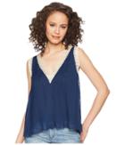 Romeo & Juliet Couture V-neck Pleated Top (navy) Women's Clothing