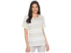 Two By Vince Camuto Tiered Fringe Short Sleeve Stadium Stripe Top (grey Heather) Women's Short Sleeve Pullover
