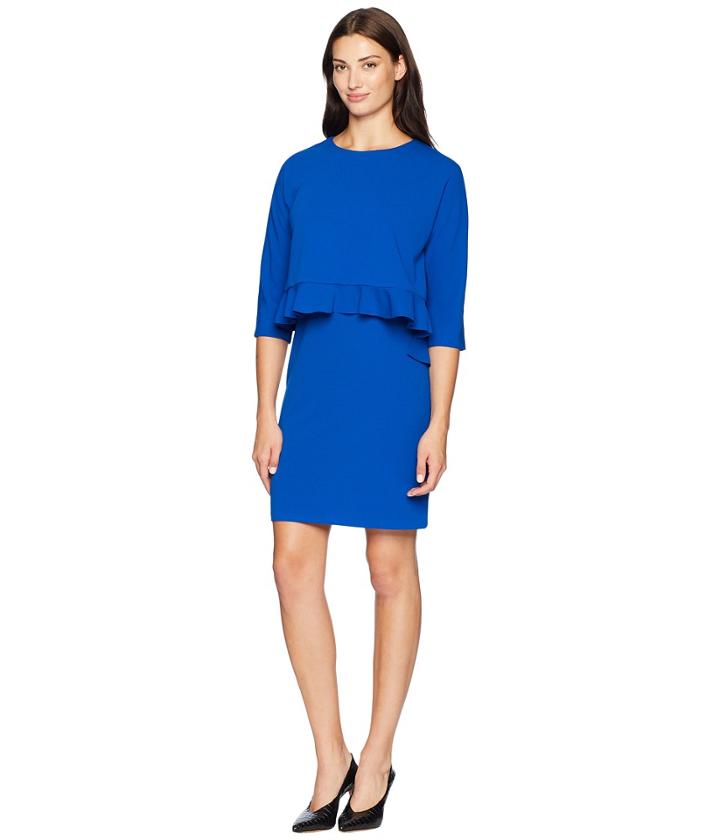Taylor Popover Ruffle Hem Dress (royal) Women's Dress