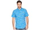 Vineyard Vines Fish Outlines Short Sleeve Classic Murry Shirt (hull Blue) Men's Clothing