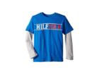 Tommy Hilfiger Kids Long Sleeve Crew Neck Shirt (big Kids) (victoria Blue) Boy's Clothing
