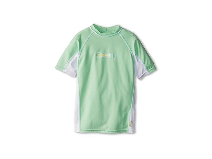 O'neill Kids Skins S/s Crew (little Kids/big Kids) (mint/white/mint) Girl's Swimwear