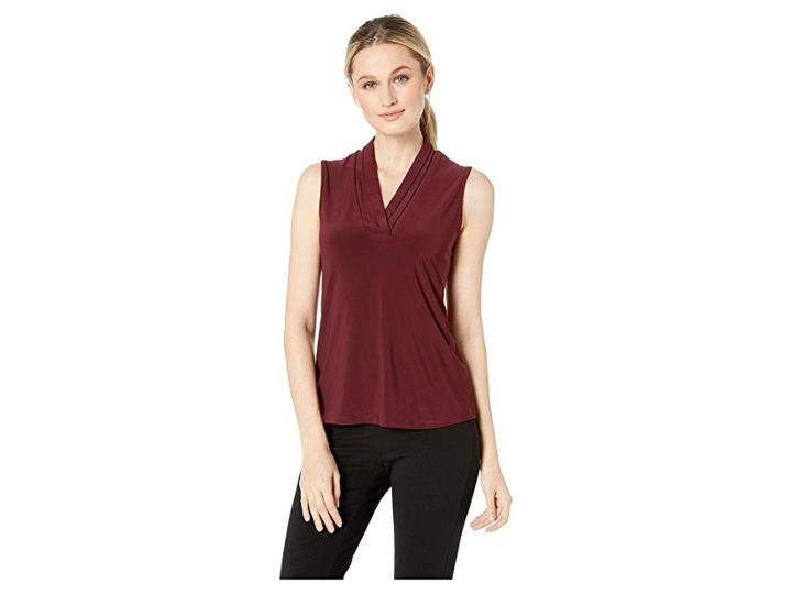Anne Klein Solid Triple Pleat (troubador) Women's Blouse