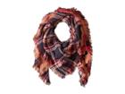 Vince Camuto Plaid Floral Double Face Blanket Square (navy/pink) Scarves