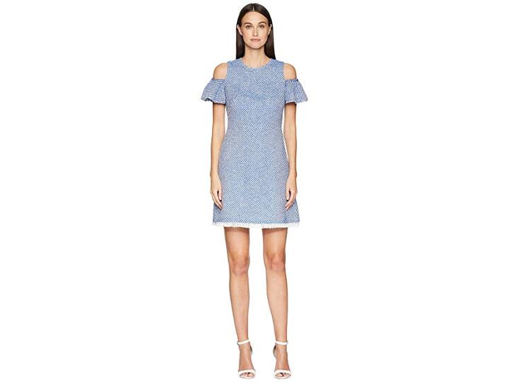 Kate Spade New York Cold Shoulder Tweed Dress (french Navy/fresh White) Women's Dress
