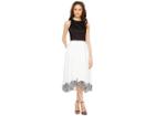 Tahari By Asl Tea Length Color Block Dress (ivory White/black) Women's Dress