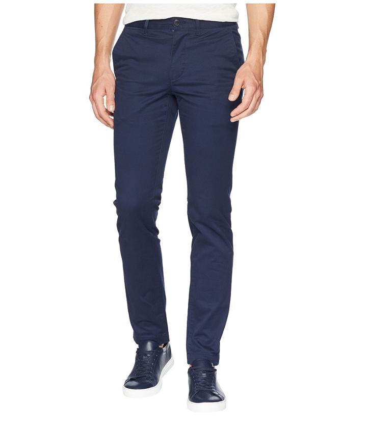 Lacoste Gabardine Cotton Brushed Chino Slim (navy Blue) Men's Casual Pants
