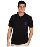 U.s. Polo Assn. Big Pony Polo (black Purple) Men's Short Sleeve Knit
