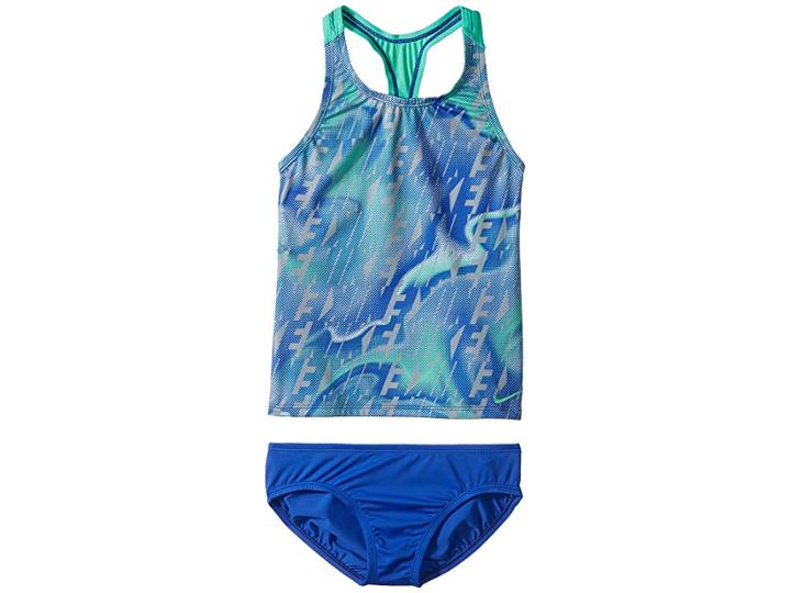 Nike Kids Amp Axis Racerback Sport Tankini Set (big Kids) (racer Blue) Girl's Swimwear Sets