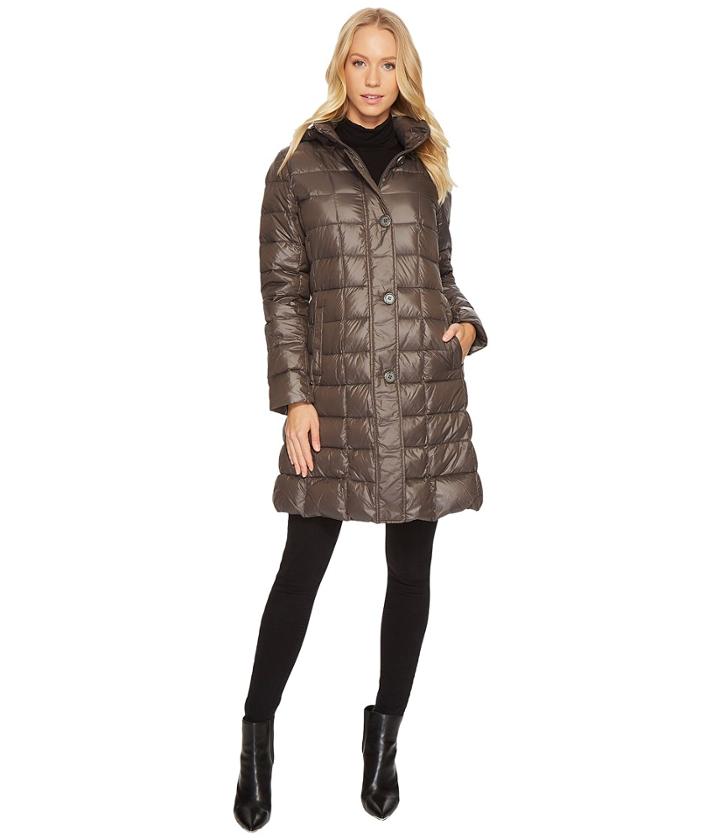 Lauren Ralph Lauren Button Front Packable W/ Hood (concrete) Women's Coat