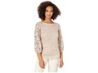 Eci Bell Sleeve Floral Lace Shine Top (blush) Women's Clothing