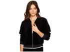 Juicy Couture Velour Ruched Sleeve Jacket (pitch Black) Women's Coat