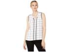 Calvin Klein Split V Sleeveless Top (black/white) Women's Clothing