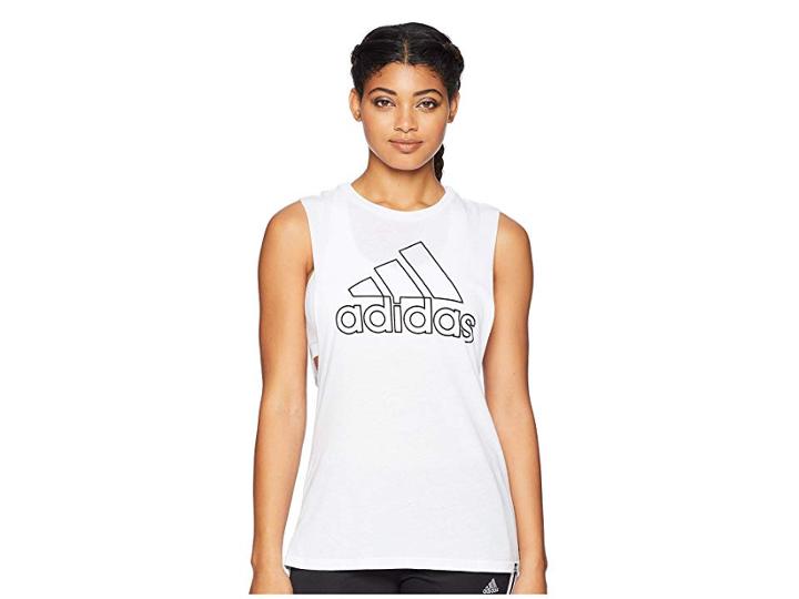 Adidas Badge Of Sport Muscle Tank Top (white/black) Women's Sleeveless