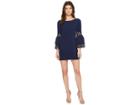 Laundry By Shelli Segal Shift Dress With Bell Sleeve (midnight) Women's Dress