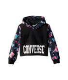 Converse Kids Printed Cropped Pullover (toddler/little Kids) (black) Girl's Sweatshirt