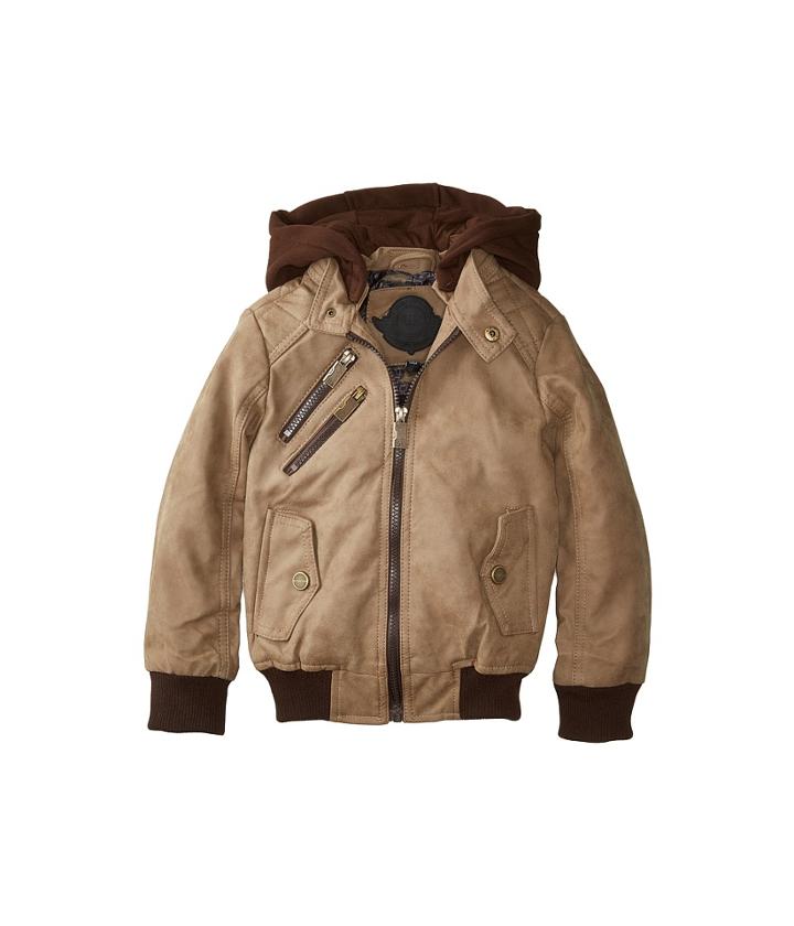 Urban Republic Kids Hemsworth Pu Suede Moto Jacket W/ Fleece Hoodie (little Kids/big Kids) (saddle Brown) Boy's Coat