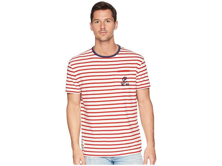 Polo Ralph Lauren Cp-93 Yarn-dyed Jersey Short Sleeve T-shirt (polo Sport Red/deckwash White) Men's T Shirt