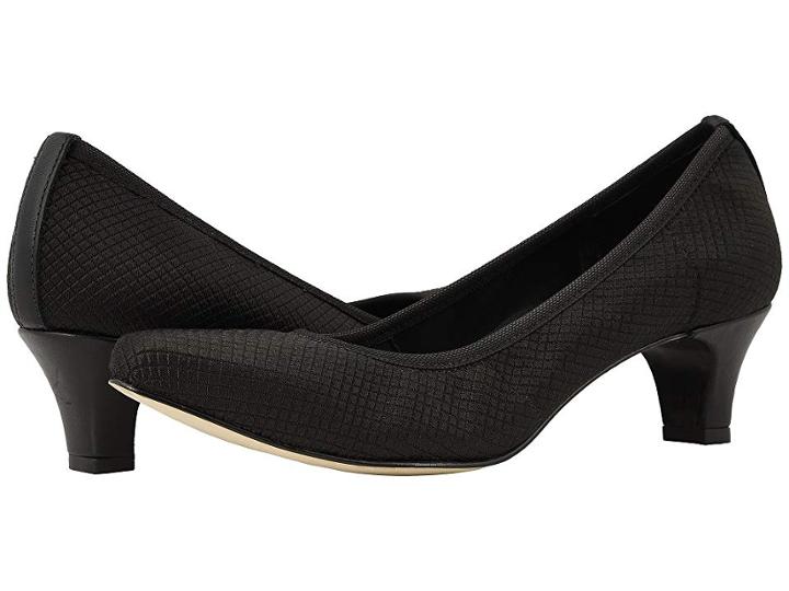 Walking Cradles Izzy (black Textured Stretch Fabric) Women's 1-2 Inch Heel Shoes