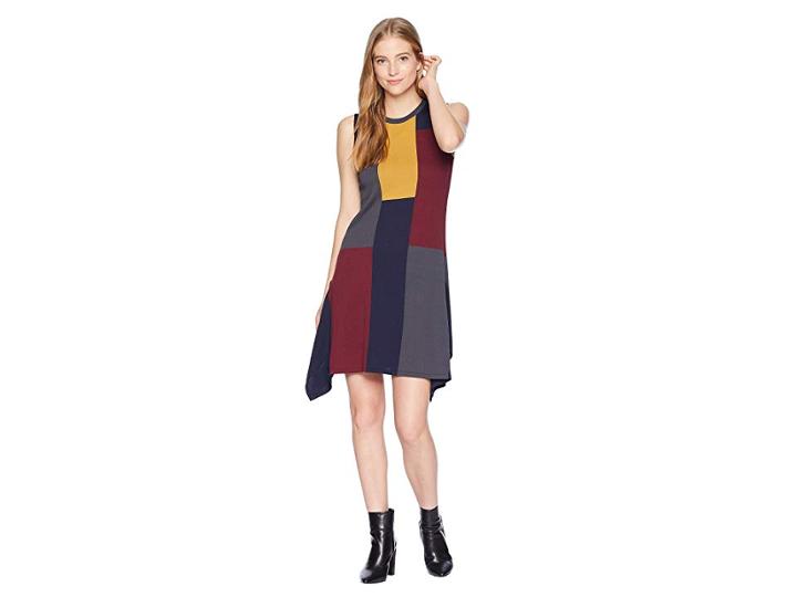 Bcbgmaxazria Katya Colorblocked Sweater Dress (port Combo) Women's Dress