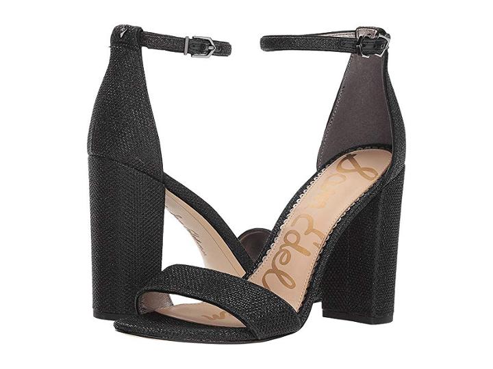 Sam Edelman Yaro Ankle Strap Sandal Heel (black Glam Mesh) Women's Dress Sandals