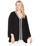 Karen Kane Plus Plus Size Embellished Flare Sleeve Top (black) Women's Clothing